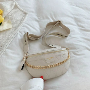 Chain Waist Bag Leather Fanny Pack for Women