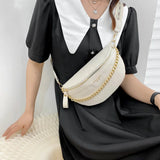Chain Waist Bag Leather Fanny Pack for Women