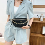 Chain Waist Bag Leather Fanny Pack for Women