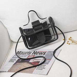 Women's Clear Clutch Purse Jelly Messenger Shoulder Bag Square Shape Crossbody H
