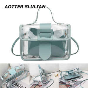 Women's Clear Clutch Purse Jelly Messenger Shoulder Bag Square Shape Crossbody H
