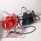 Women's Clear Clutch Purse Jelly Messenger Shoulder Bag Square Shape Crossbody H