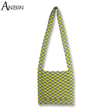 Plaid Crossbody Bag Crochet Shoulder Tote Square Hobo Purse Handbag