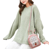 Women's Plaid Pattern PU Backpack Mini Rucksack Faux Leather Shoulder Bag