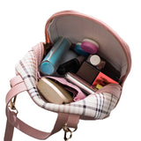 Women's Plaid Pattern PU Backpack Mini Rucksack Faux Leather Shoulder Bag