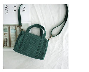 Vintage Corduroy Shoulder Bag for Women Canvas Handbag Tote Purse