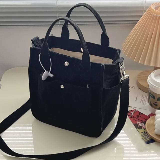 Women's Corduroy Shoulder Bag Ladies Tote Handbag Messenger Crossbody Bag