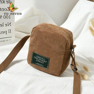 Women's Corduroy Shoulder Bag Small Messenger Crossbody Work Bag Vintage