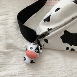 Women's Cow Grain Print Canvas Chest Bag Crossbody Bag