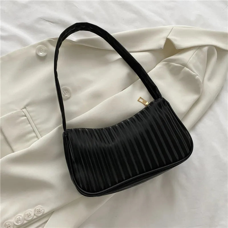 Women's Crescent Bag Shoulder Bag Female Hobo Handbag Stripe Casual