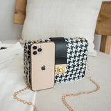 Crocodile Grain Small Square Bag Lock Chain Shoulder Crossbody Bag