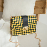 Crocodile Grain Small Square Bag Lock Chain Shoulder Crossbody Bag