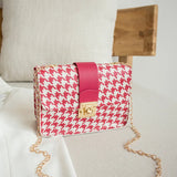 Crocodile Grain Small Square Bag Lock Chain Shoulder Crossbody Bag