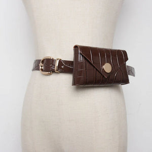Women's Crocodile Waist Pack PU Leather Crossbody Pouch Bag
