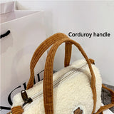 Bear Crossbody Bag Plush Embroidered Winter Boston Bag