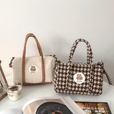 Bear Crossbody Bag Plush Embroidered Winter Boston Bag