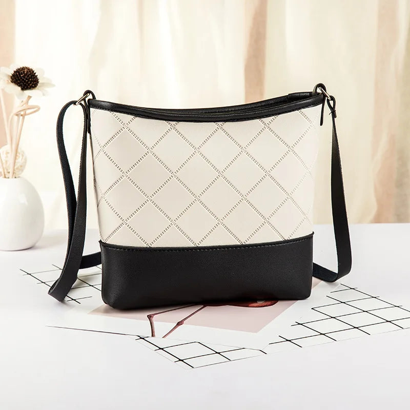Women's Rhombus Pattern Crossbody Bag Summer Autumn Bucket Shaped Square Bags
