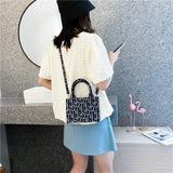 Women's Crossbody Bag Letter Pattern Messenger Bag Small Square Handbag