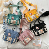 Canvas Crossbody Bag Cartoon Style Shoulder Small Bag