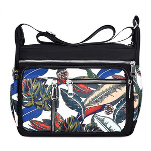 Floral Crossbody Bag Waterproof Nylon Shoulder Messenger Top-handle Handbag