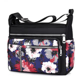 Floral Crossbody Bag Waterproof Nylon Shoulder Messenger Top-handle Handbag