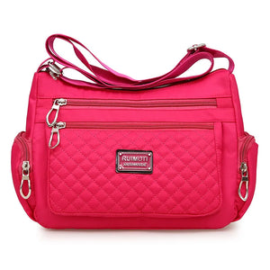 Waterproof Nylon Plaid Crossbody Bag Large Capacity Lady Shoulder Bag