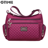 Waterproof Nylon Plaid Crossbody Bag Large Capacity Lady Shoulder Bag