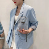 Clear Transparent Women's Crossbody Bag Chain Mini Purse Phone Pouch