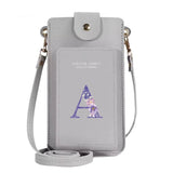 Purple Flower Print Crossbody Shoulder Bag Waterproof Wallet