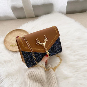 Women's Small Crossbody Bag with Antlers Decoration