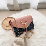 Women's Small Crossbody Bag with Antlers Decoration