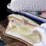 Women's Crystals / Pearls Evening Bag Beige