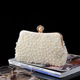 Women's Crystals / Pearls Evening Bag Beige