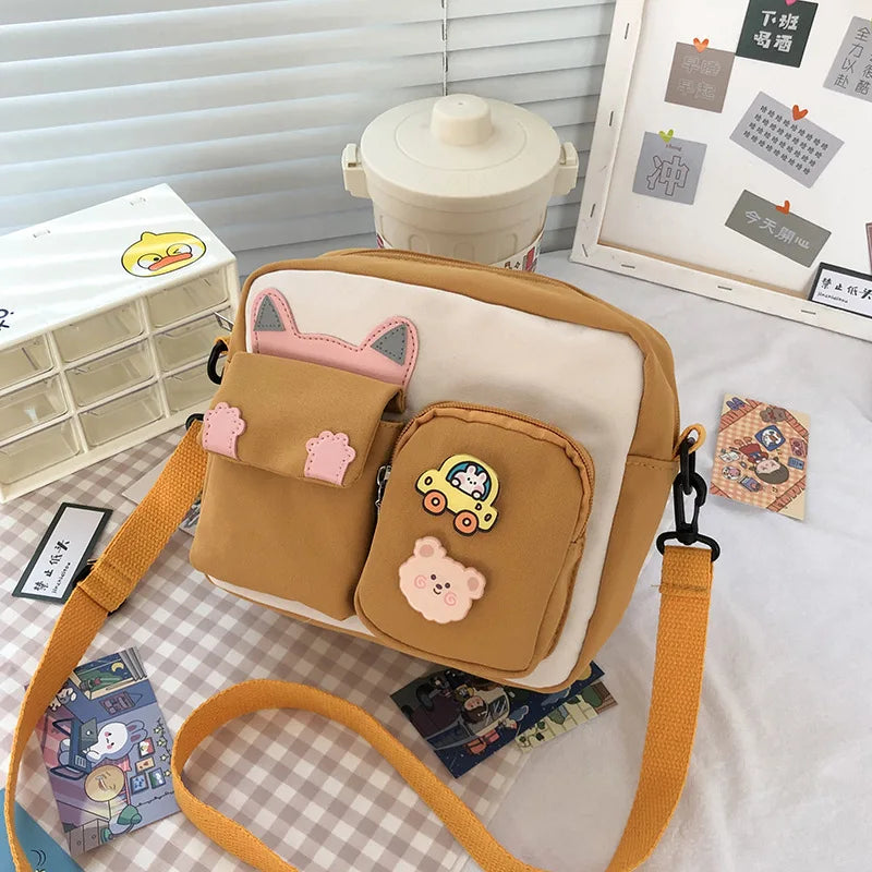 Canvas Mini Shoulder Bag Girls Small Wallets Shopper Bag Crossbody Bag