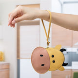 Cow Cartoon PU Wallet Zipper Purse Mini Handheld Money Pouch