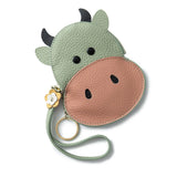 Cow Cartoon PU Wallet Zipper Purse Mini Handheld Money Pouch