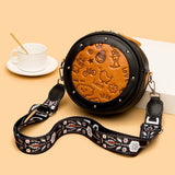 Retro Cartoon Leather Shoulder Bag for Women