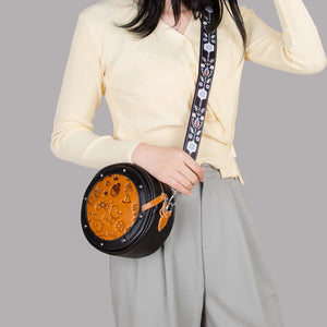 Retro Cartoon Leather Shoulder Bag for Women