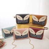 Fox Print Cross-Body Shoulder Bag Chain Strap Mini Square Bags