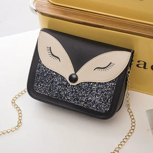 Fox Print Cross-Body Shoulder Bag Chain Strap Mini Square Bags