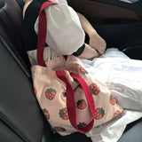 Fruit Cotton Canvas Large Shoulder Tote Bag for Women