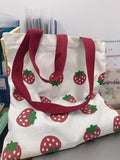 Fruit Cotton Canvas Large Shoulder Tote Bag for Women