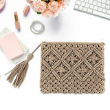 Women's Tassel Clutch Bag Portable Rope Weaving Bag