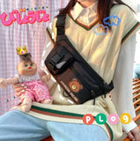 Women's Cartoon Canvas Chest Bag Student Shoulder Bag