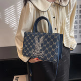 Women's Denim Tote Bag Canvas Large Capacity Crossbody Shoulder Shopper Bags