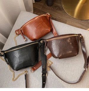 Women's Crocodile Shoulder Bag Casual Small Square Bag