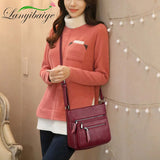 High Leather Women Handbag Multi-pocket Shoulder Bag