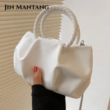 Women's Pleated Tote Crossbody Messenger Bag Soft PU Leather Shoulder Bag