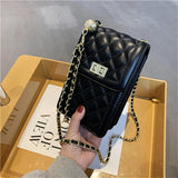 Women's Diagonal Leather Sheepskin Shoulder Bag