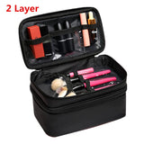 Women's Double Layer Cosmetic Bag Waterproof Makeup Case Travel Organizer